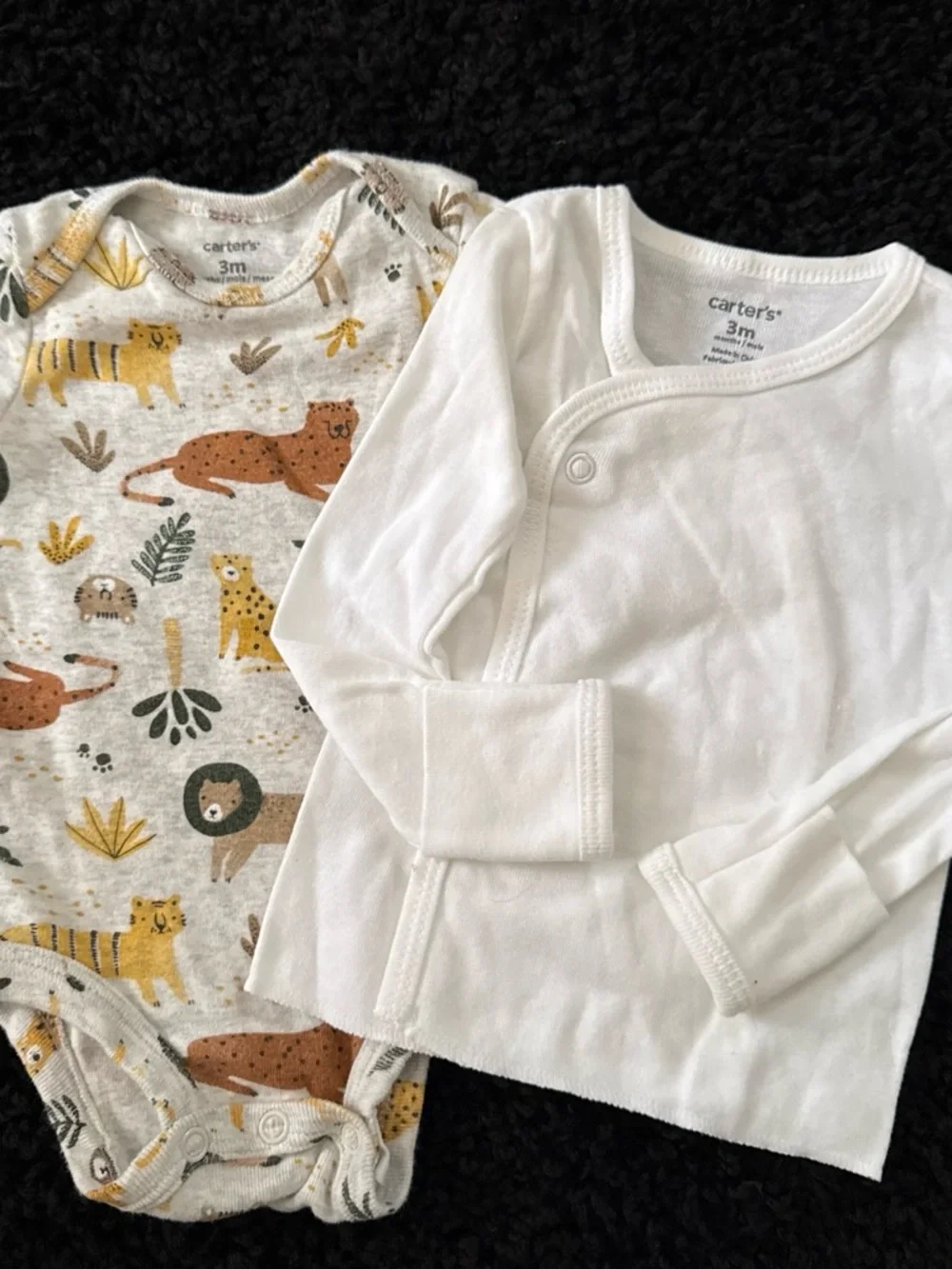 Carter's Baby Bodysuit & Wrap Shirt Set - White + Animal Print